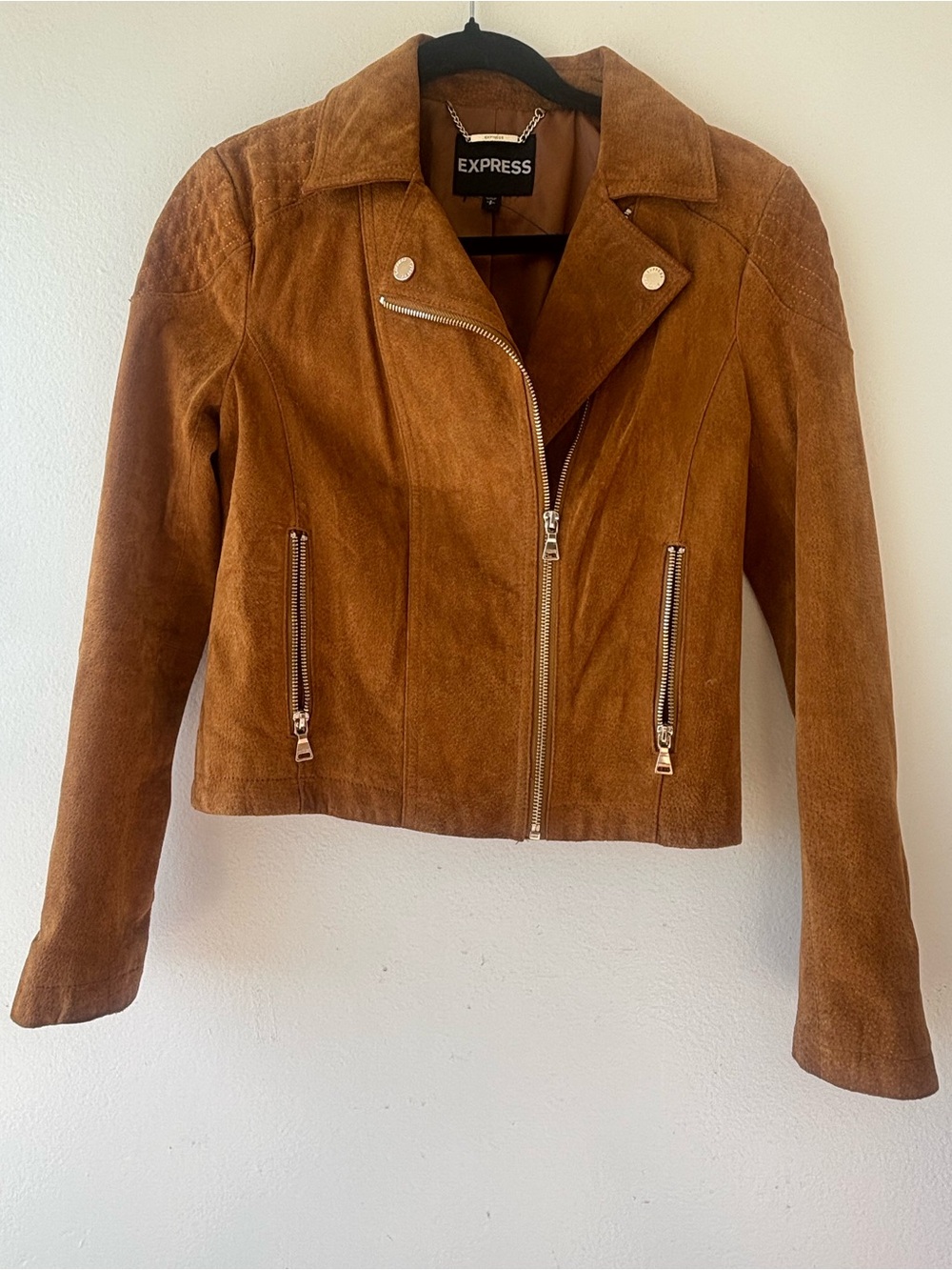 Express Tan Suede Moto Jacket